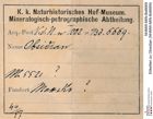Etiketten zu Obsidian (NHMW-MIN-Bd6669)